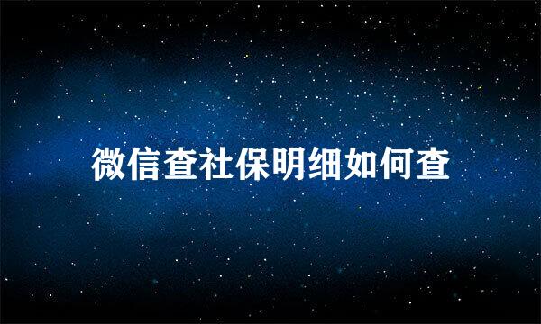 微信查社保明细如何查