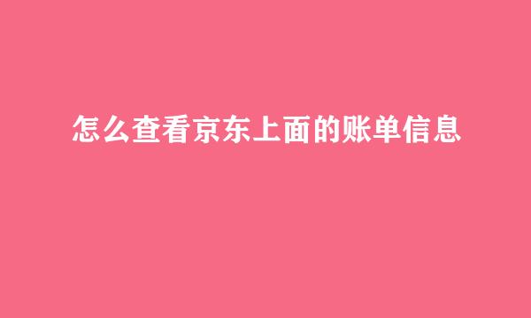 怎么查看京东上面的账单信息