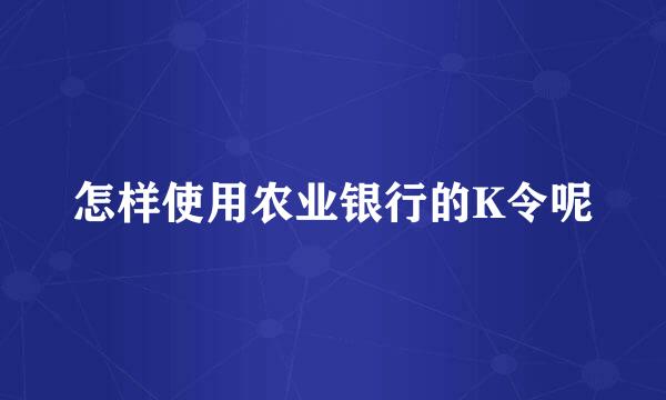 怎样使用农业银行的K令呢