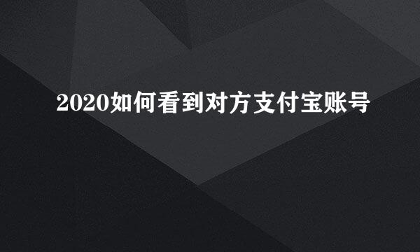 2020如何看到对方支付宝账号