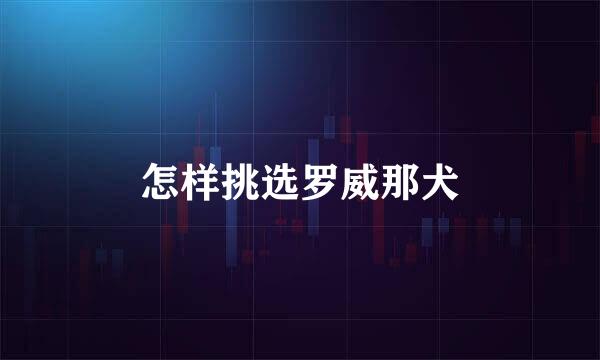 怎样挑选罗威那犬