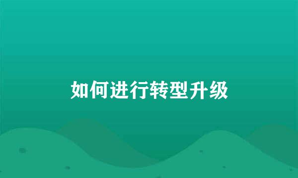 如何进行转型升级