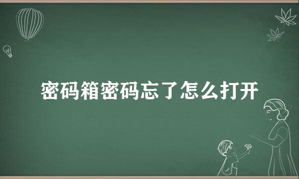 密码箱密码忘了怎么打开