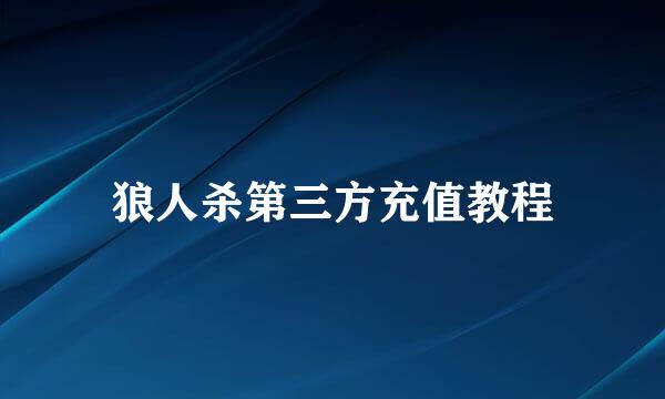 狼人杀第三方充值教程
