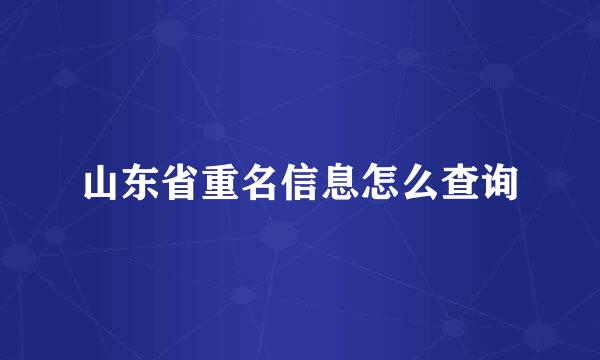 山东省重名信息怎么查询