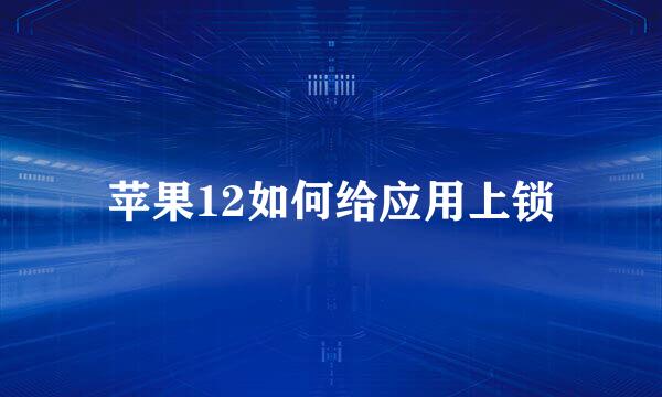 苹果12如何给应用上锁