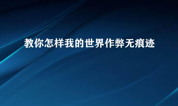 教你怎样我的世界作弊无痕迹