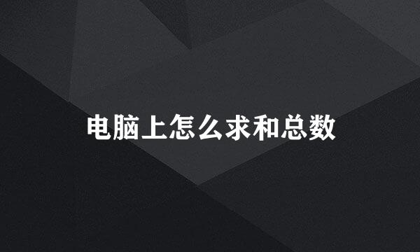 电脑上怎么求和总数