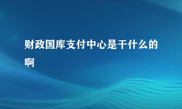财政国库支付中心是干什么的啊