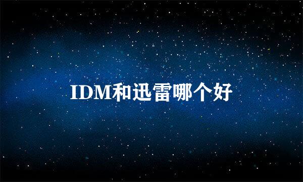 IDM和迅雷哪个好