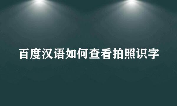 百度汉语如何查看拍照识字