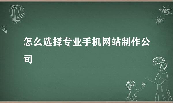 怎么选择专业手机网站制作公司