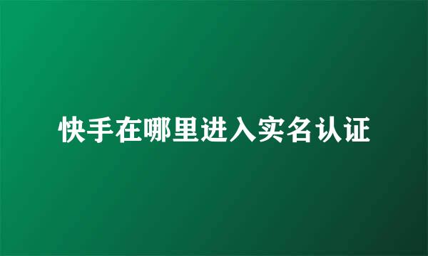 快手在哪里进入实名认证