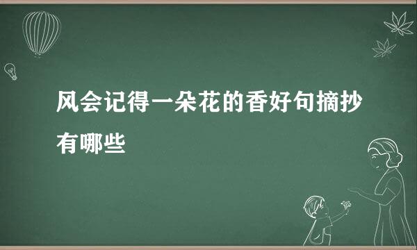风会记得一朵花的香好句摘抄有哪些