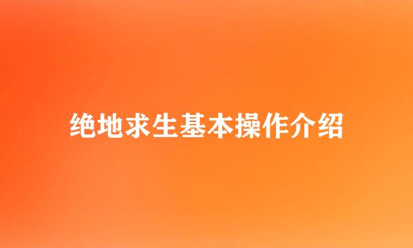 绝地求生基本操作介绍