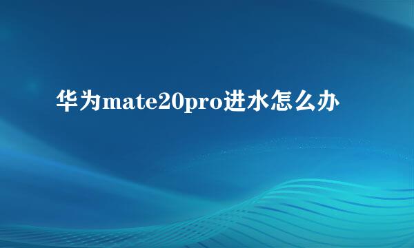 华为mate20pro进水怎么办