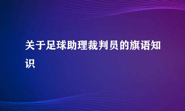 关于足球助理裁判员的旗语知识