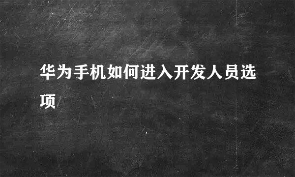 华为手机如何进入开发人员选项