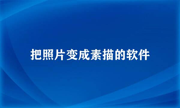 把照片变成素描的软件