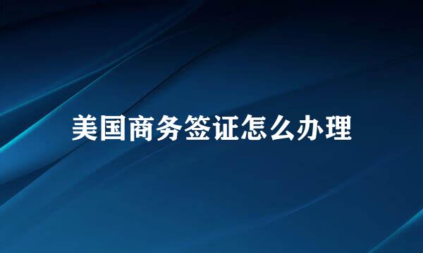 美国商务签证怎么办理