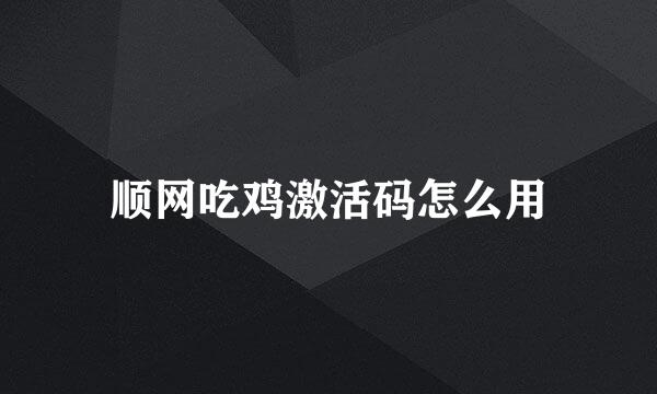 顺网吃鸡激活码怎么用