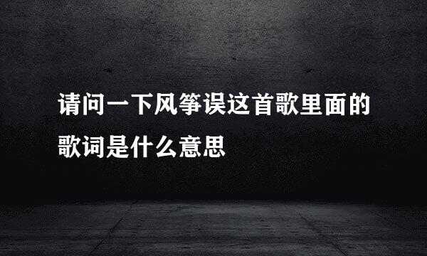 请问一下风筝误这首歌里面的歌词是什么意思