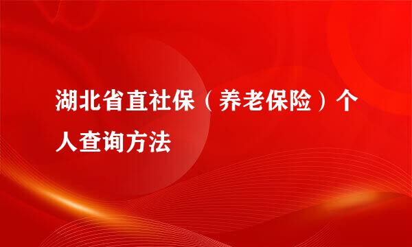 湖北省直社保（养老保险）个人查询方法