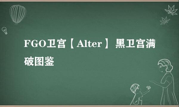 FGO卫宫【Alter】 黑卫宫满破图鉴