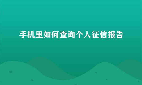 手机里如何查询个人征信报告