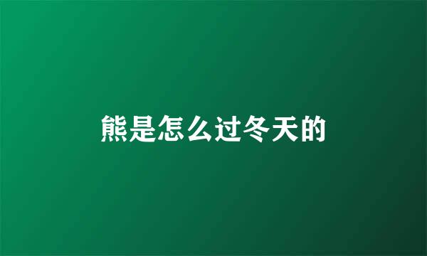 熊是怎么过冬天的