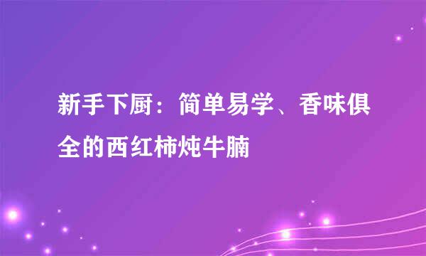 新手下厨：简单易学、香味俱全的西红柿炖牛腩