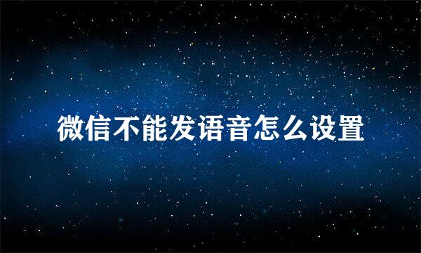 微信不能发语音怎么设置