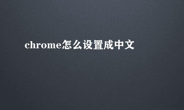 chrome怎么设置成中文