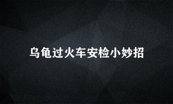 乌龟过火车安检小妙招