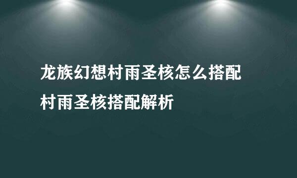 龙族幻想村雨圣核怎么搭配 村雨圣核搭配解析