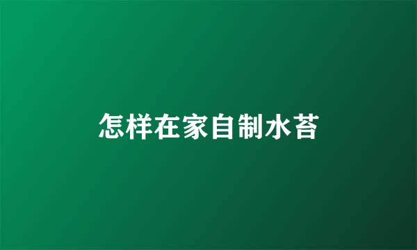 怎样在家自制水苔