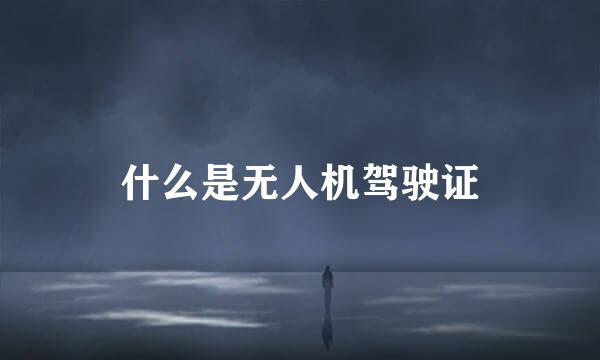 什么是无人机驾驶证