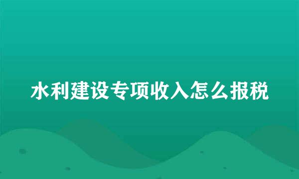 水利建设专项收入怎么报税