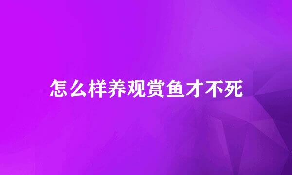 怎么样养观赏鱼才不死