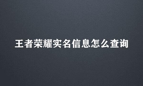 王者荣耀实名信息怎么查询