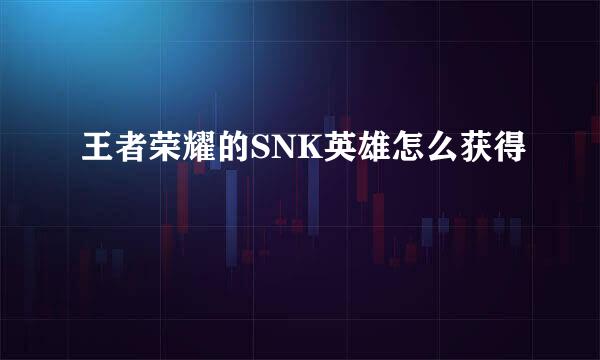 王者荣耀的SNK英雄怎么获得