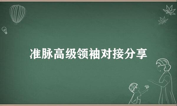 准脉高级领袖对接分享