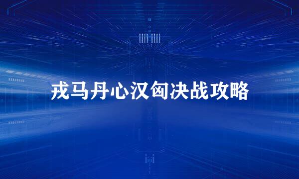 戎马丹心汉匈决战攻略