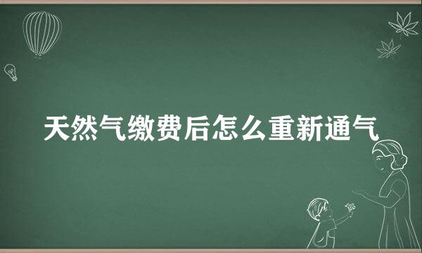 天然气缴费后怎么重新通气