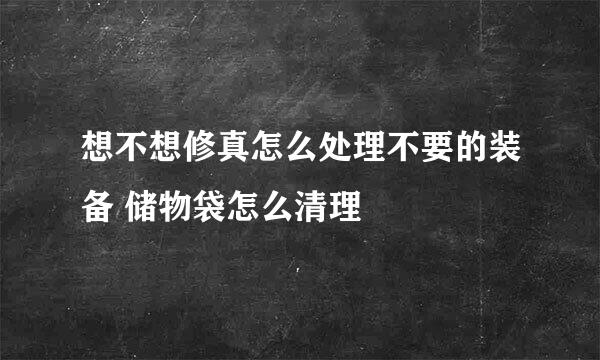 想不想修真怎么处理不要的装备 储物袋怎么清理