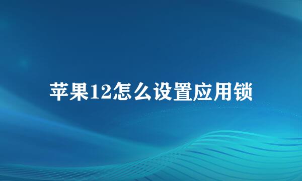 苹果12怎么设置应用锁