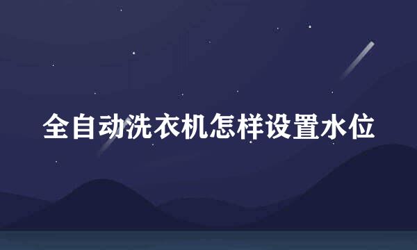 全自动洗衣机怎样设置水位