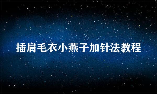 插肩毛衣小燕子加针法教程