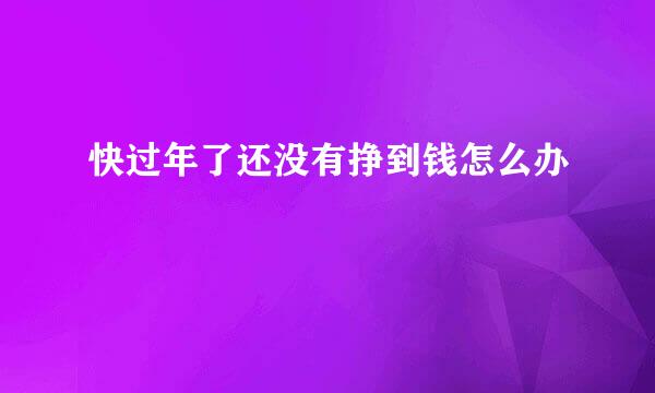 快过年了还没有挣到钱怎么办