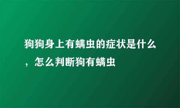 狗狗身上有螨虫的症状是什么，怎么判断狗有螨虫